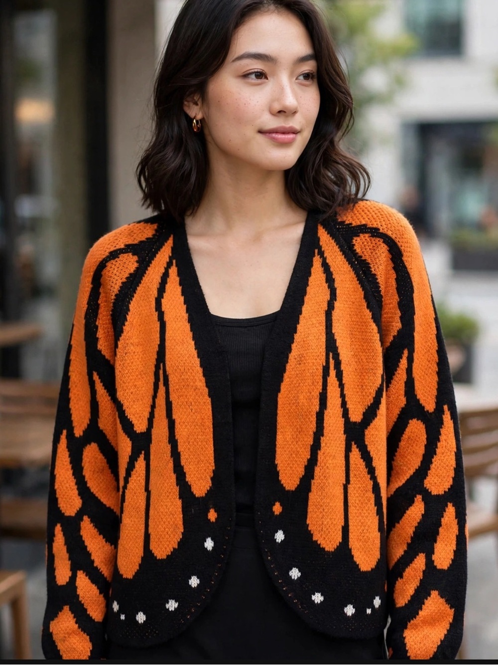 Monarch Butterfly wing knit cardigan